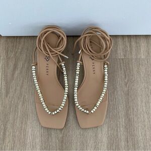 Beaded Lace Up Sandals